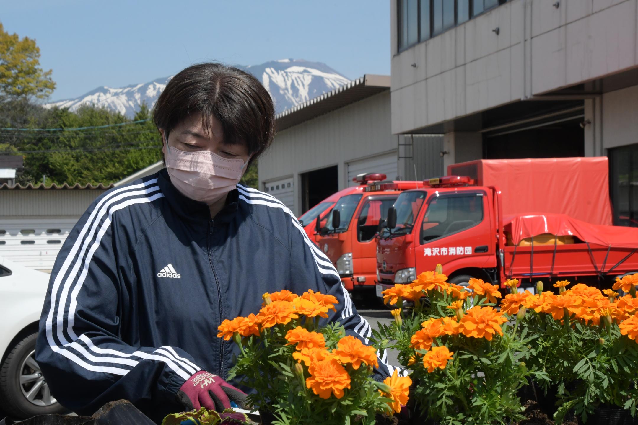 植栽をする参加者